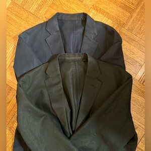 Set of 2 Uniqlo Slim Fit Linen Blend Unlined Blazers (Black and Navy)